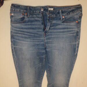 AE77 Medium Wash Skinny Jeggings Jeans High Stretch Denim Size 14
